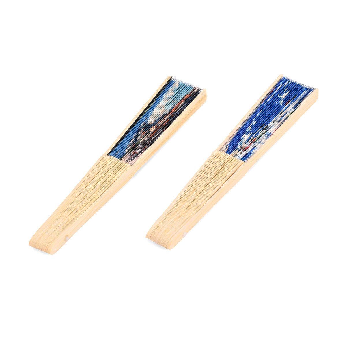 Set of 2: Artistic Seaside Bamboo Folding Hand Fans Or Wall Art (21cm) 8085413 1
