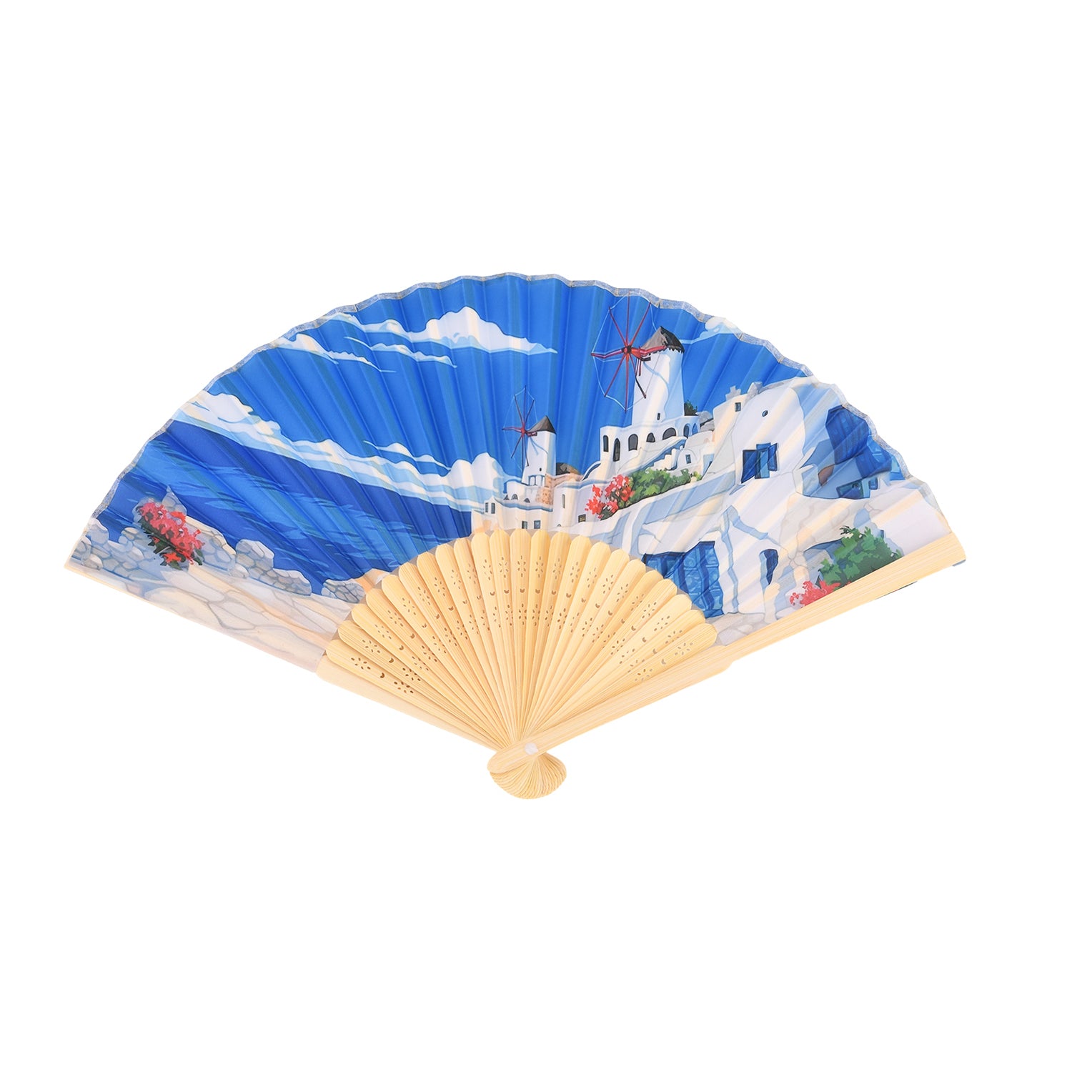 Set of 2: Artistic Seaside Bamboo Folding Hand Fans Or Wall Art (21cm) 8085413 4