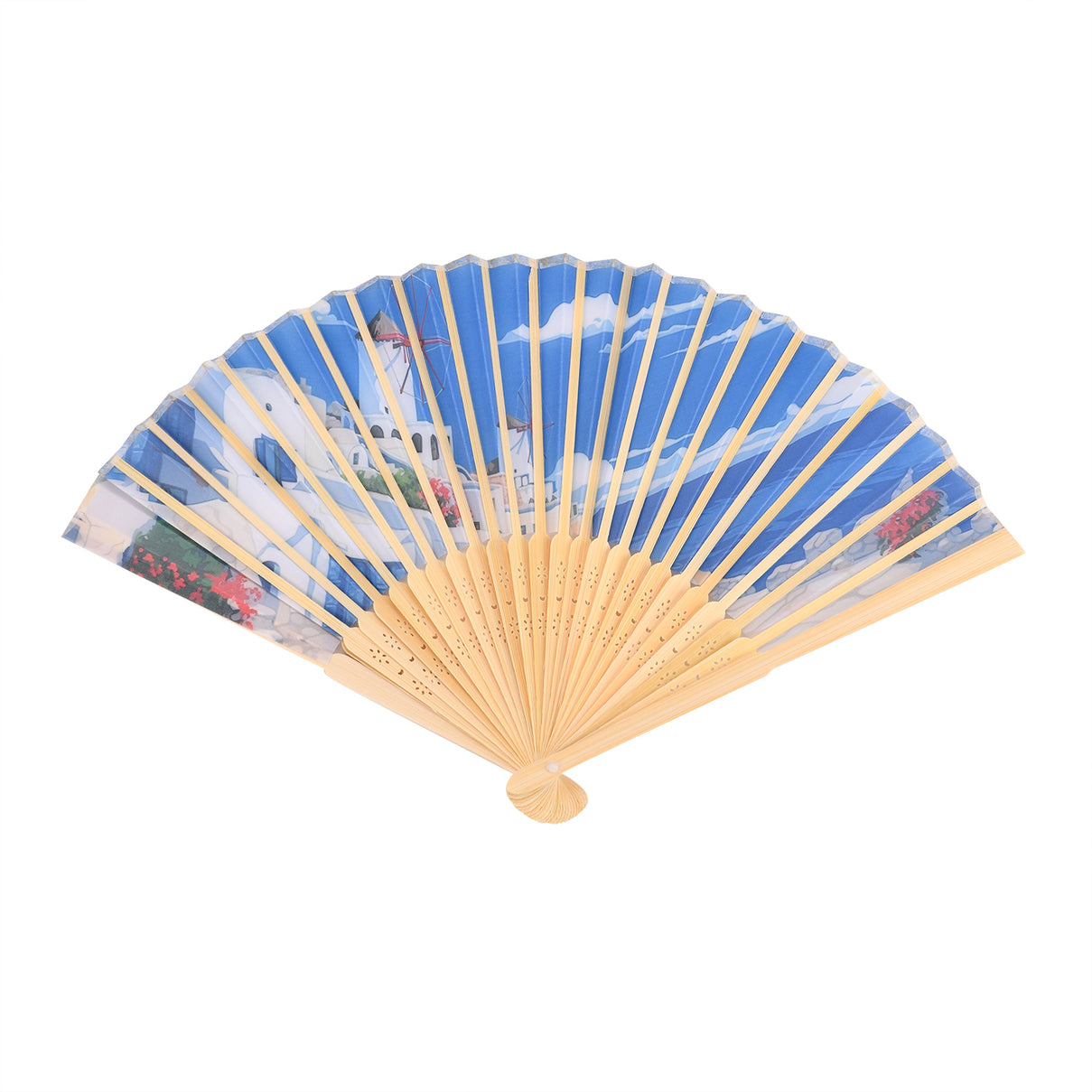 Set of 2: Artistic Seaside Bamboo Folding Hand Fans Or Wall Art (21cm) 8085413 5