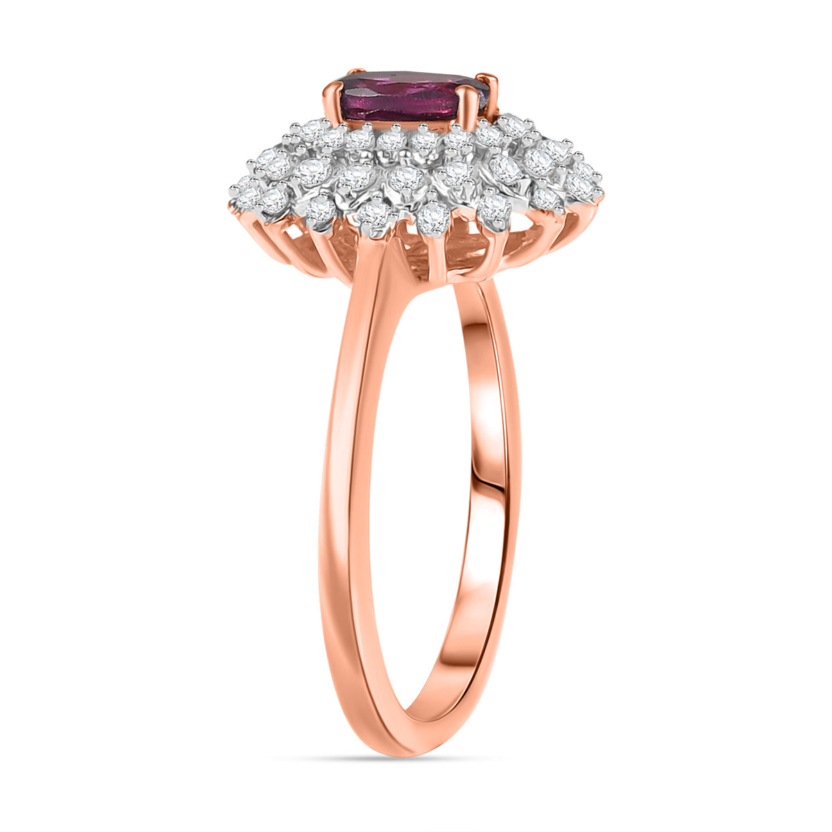 Radiant Ember Garnet &amp; White Zircon Halo Ring in 18K Vermeil Rose Gold Plated Sterling Silver 1.21 Ct. V32521641 4