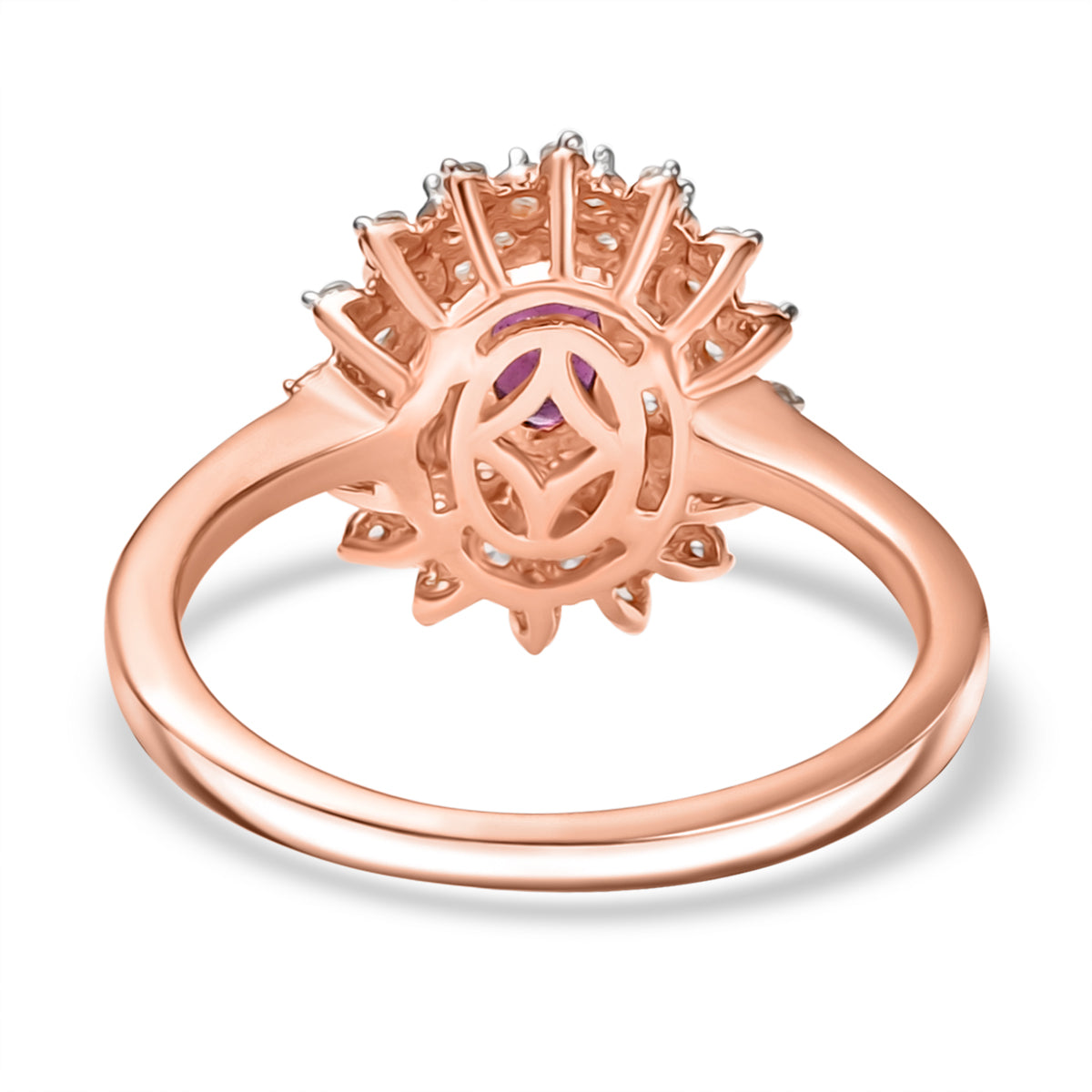 Radiant Ember Garnet &amp; White Zircon Halo Ring in 18K Vermeil Rose Gold Plated Sterling Silver 1.21 Ct. V32530576 5