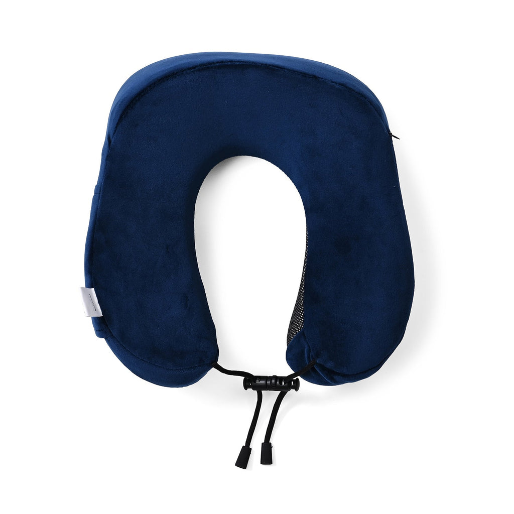 Memory Foam Travel Neck Pillow &amp; Eye Mask Set (Size 30x28cm) - Black