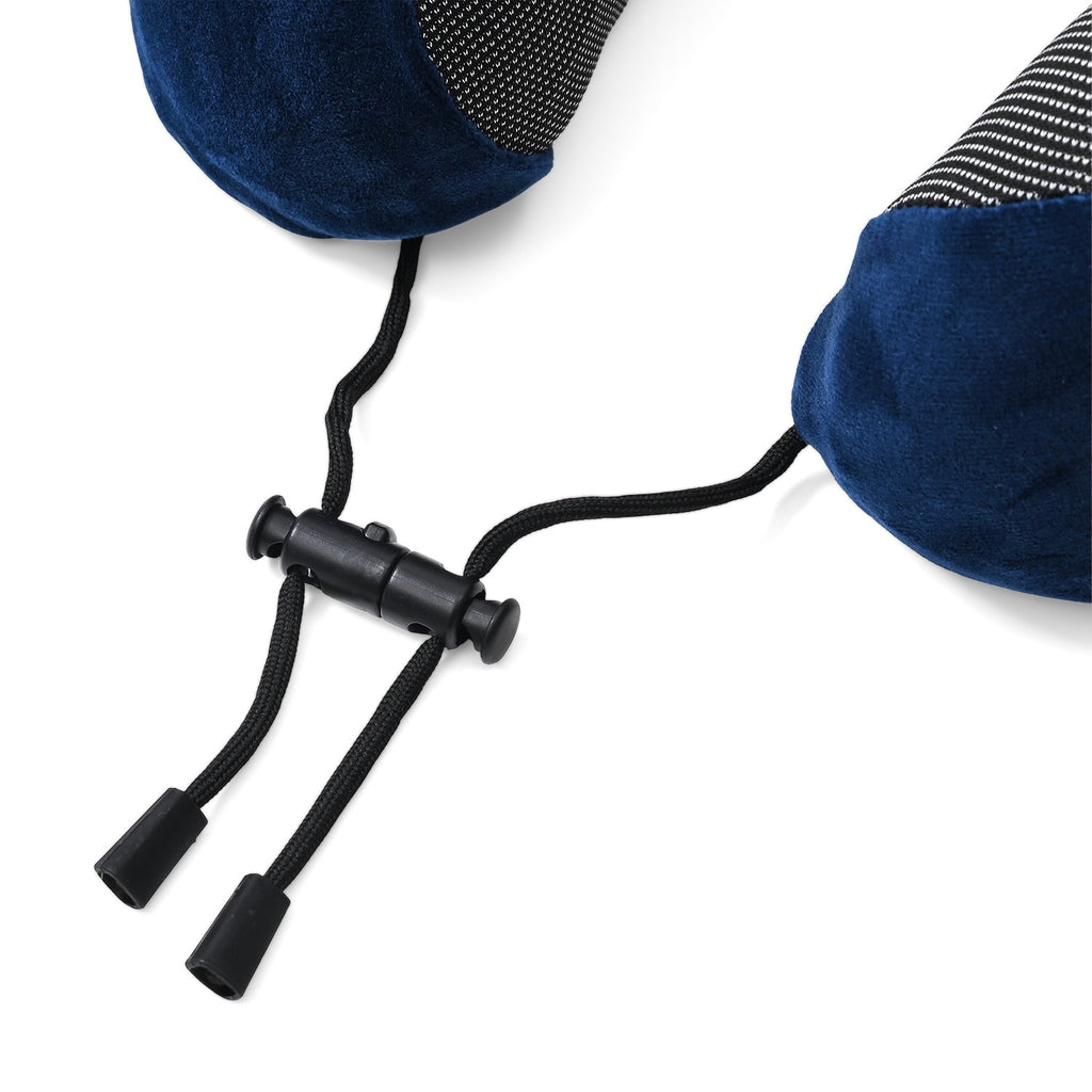 Memory Foam Travel Neck Pillow &amp; Eye Mask Set (Size 30x28cm) - Black