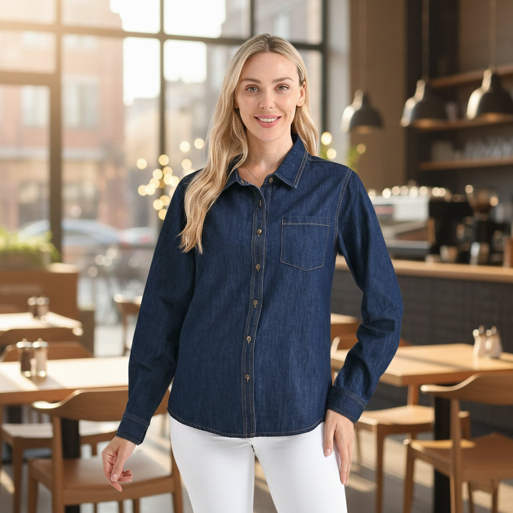 La Marey Classic Denim Shirt (Size M, 12-14) - Dark Blue V32515659 2