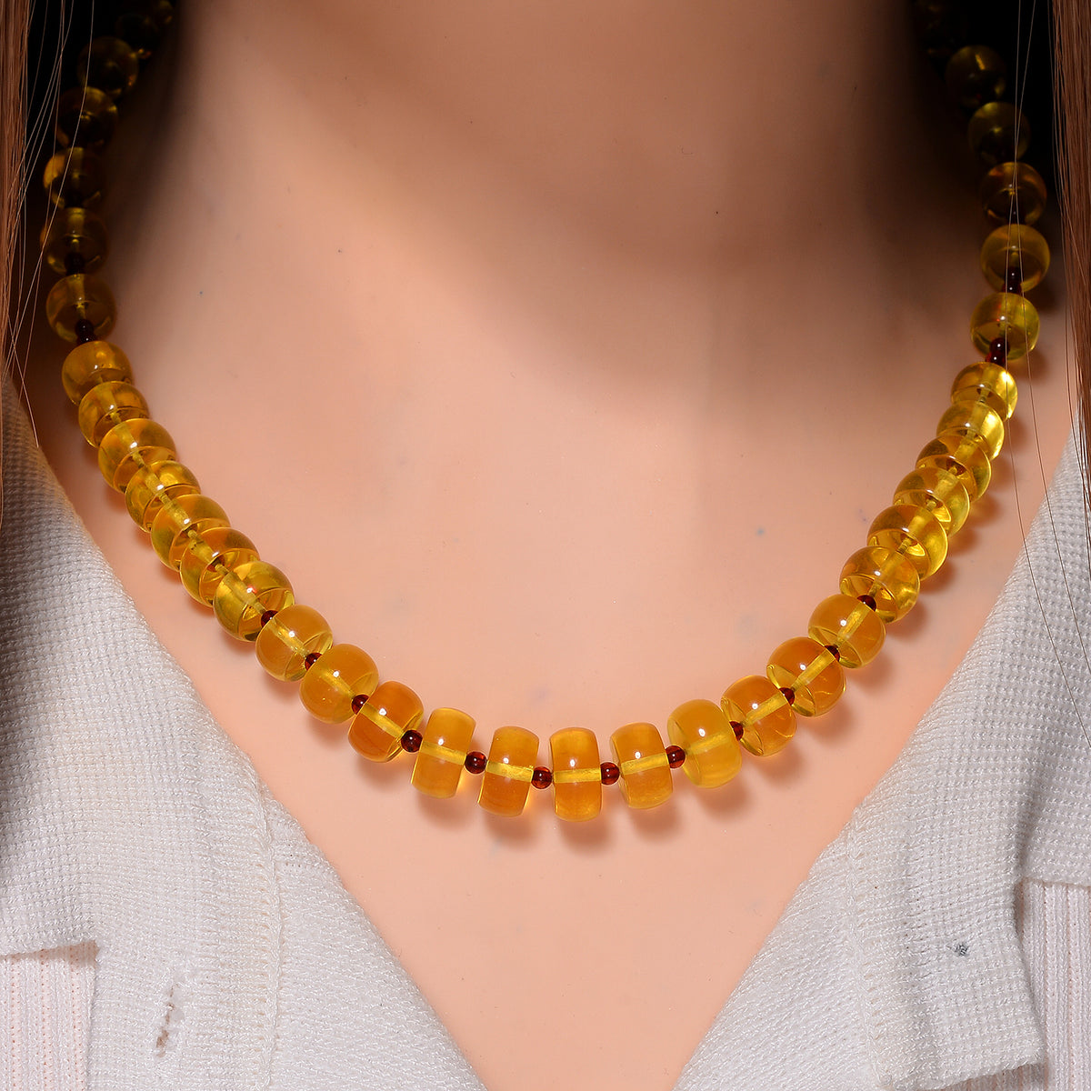 Rare Tucson Find - Natural Honey and Cognac Amber Necklace (Size - 22) with Screw Clasp 100.00 Ct. V32515371 2