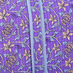 Cotton Hand - Block Floral Print Quilted Travel Duffel Bag - Purple_8086593_4