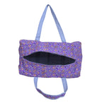 Cotton Hand - Block Floral Print Quilted Travel Duffel Bag - Purple_8086593_6