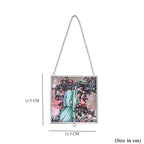 Alphonse Maria Mucha Glass Suncatcher - Square Pendant with Chain & Silver Frame - Multicolour_8087136_4