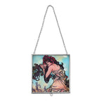 Alphonse Maria Mucha Glass Suncatcher - Square Pendant with Chain & Silver Frame - Multicolour_8087140_3