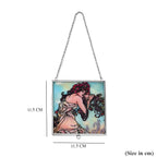 Alphonse Maria Mucha Glass Suncatcher - Square Pendant with Chain & Silver Frame - Multicolour_8087140_4