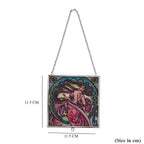 Alphonse Maria Mucha Glass Suncatcher - Square Pendant with Chain & Silver Frame - Multicolour_8087143_4