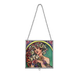 Alphonse Maria Mucha Glass Suncatcher - Square Pendant with Chain & Silver Frame - Multicolour_8087144_3