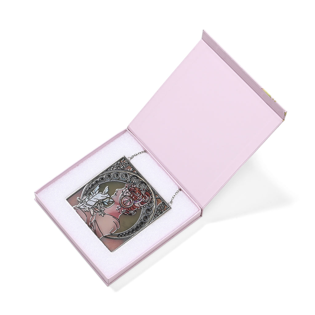 Alphonse Maria Mucha Glass Suncatcher - Square Pendant with Chain & Silver Frame - Multicolour_8087148