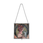 Alphonse Maria Mucha Glass Suncatcher - Square Pendant with Chain & Silver Frame - Multicolour_8087148_3