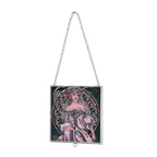 Alphonse Maria Mucha Glass Suncatcher - Square Pendant with Chain & Silver Frame - Multicolour_8087149_2