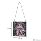 Alphonse Maria Mucha Glass Suncatcher - Square Pendant with Chain & Silver Frame - Multicolour_8087149_4