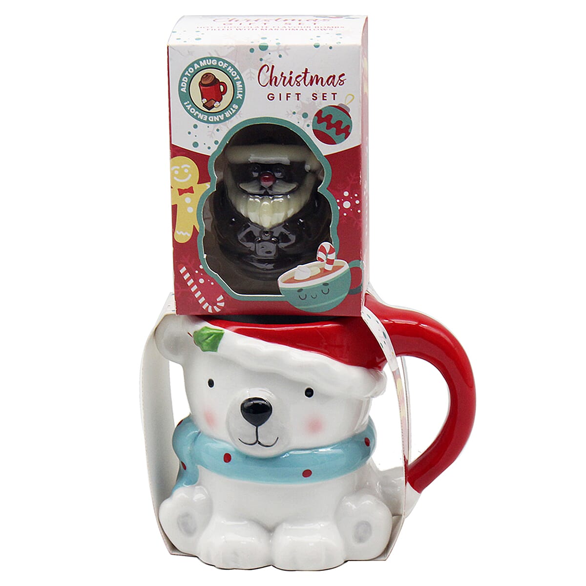 The Leonardo Collection Bear Mug &amp; Choc Bomb Christmas Gift Set - White &amp; Red 8087222 0