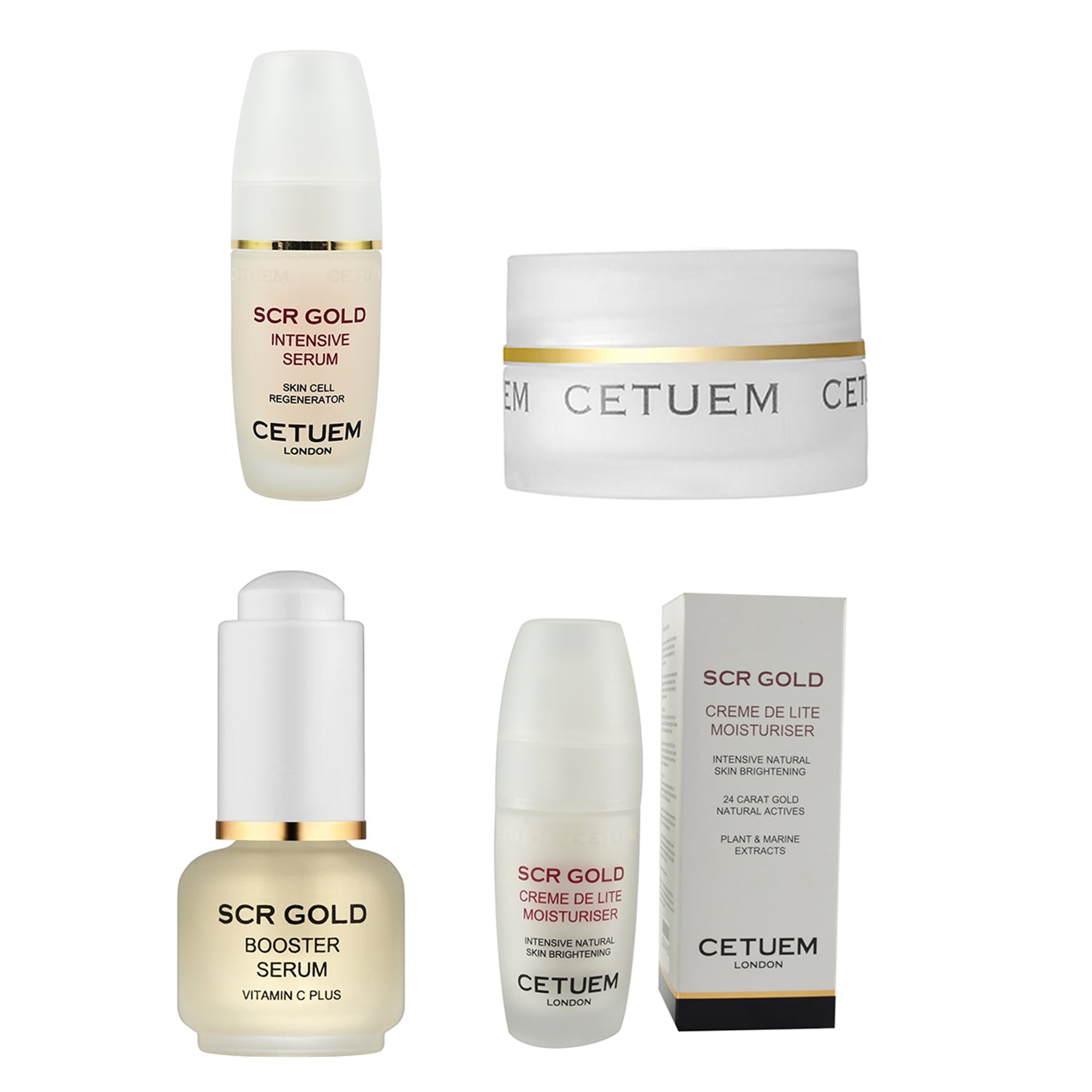 Cetuem: 4 Piece Bundle (Includes SCR Gold 50ml Intensive Serum, 15ml Booster Serum, 50ml Creme De Lite Moisturiser &amp; 15ml Oxygen Complex Eye Creme) 8087523 0
