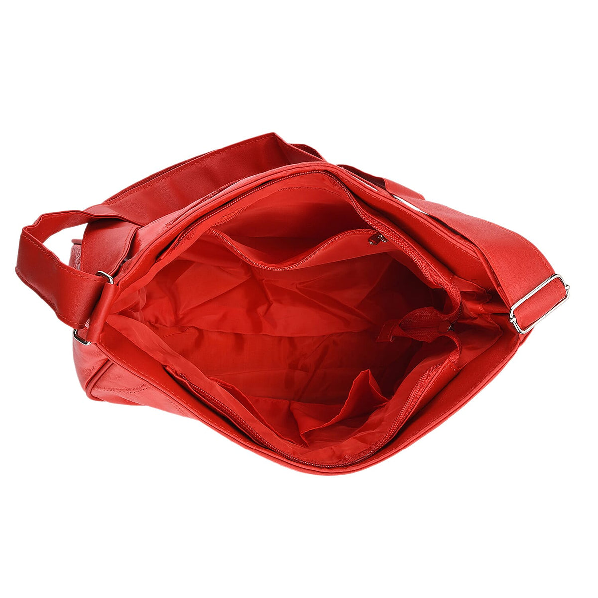 Patchwork Genuine Leather Crossbody Bag with Adjustable Shoulder Strap (125cm) - Red 8087717 6