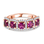 Radiant Ember Garnet & White Zircon Ring in 18K Vermeil Rose Gold Plated Sterling Silver 2.51 Ct._8087767