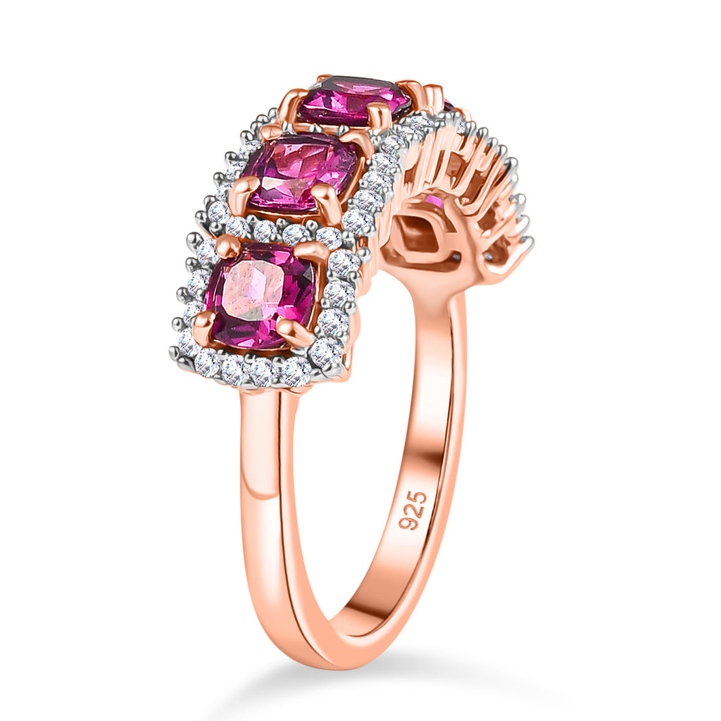 Radiant Ember Garnet & White Zircon Ring in 18K Vermeil Rose Gold Plated Sterling Silver 2.51 Ct._8087767_3