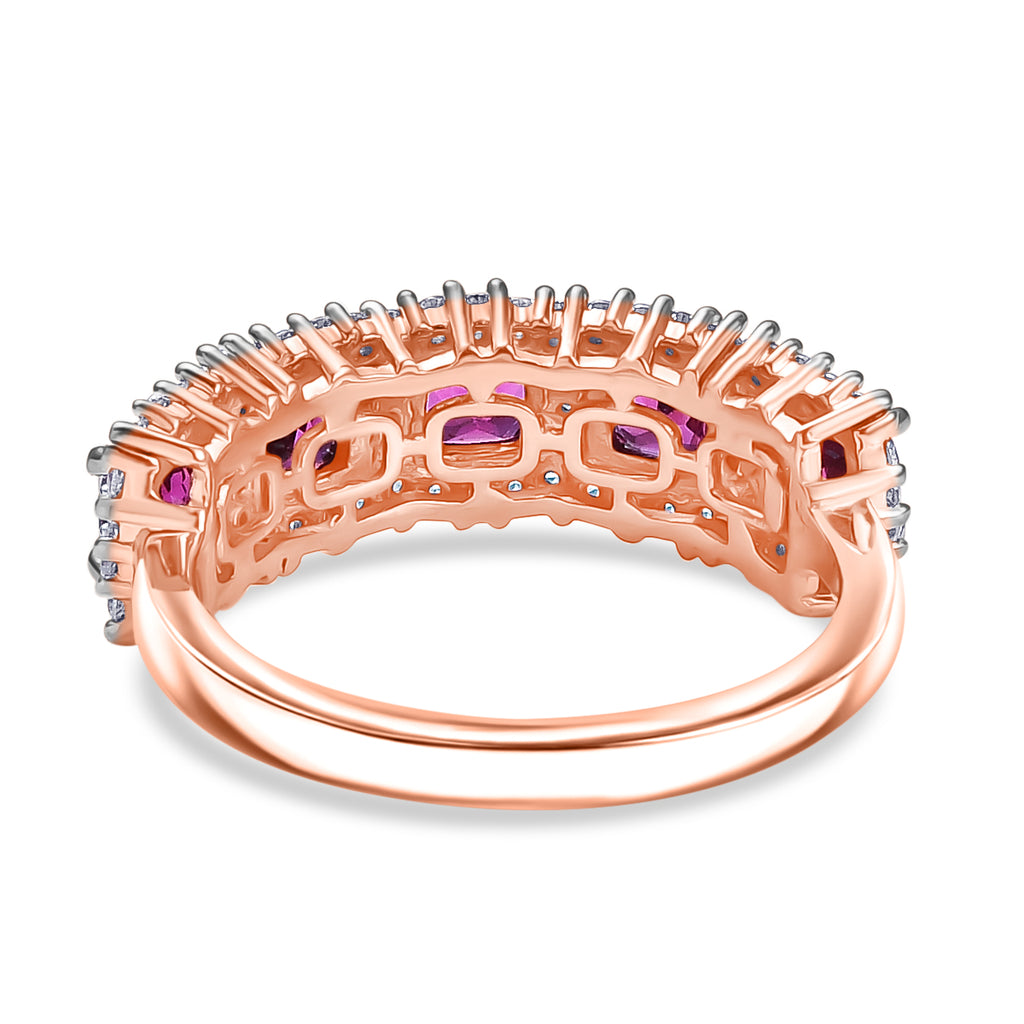 Radiant Ember Garnet & White Zircon Ring in 18K Vermeil Rose Gold Plated Sterling Silver 2.51 Ct._8087767_4