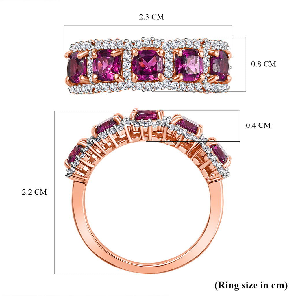 Radiant Ember Garnet & White Zircon Ring in 18K Vermeil Rose Gold Plated Sterling Silver 2.51 Ct._8087767_5