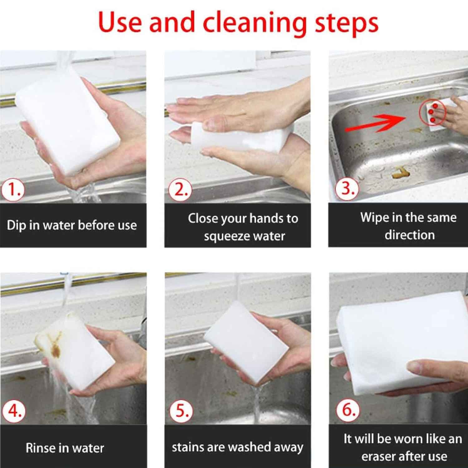 Bliss &amp; Beyond Set of 100 Magic Foam Sponge (Size 10x6x2cm) - White V32512676 4