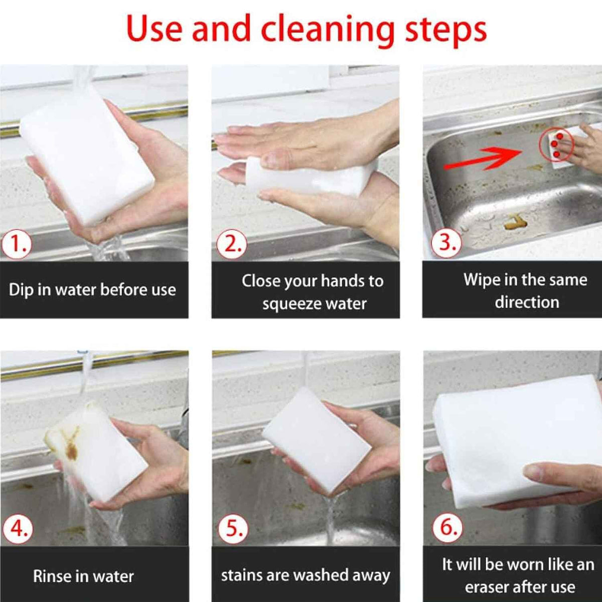 Bliss &amp; Beyond Set of 100 Magic Foam Sponge (Size 10x6x2cm) - White V32512676 8