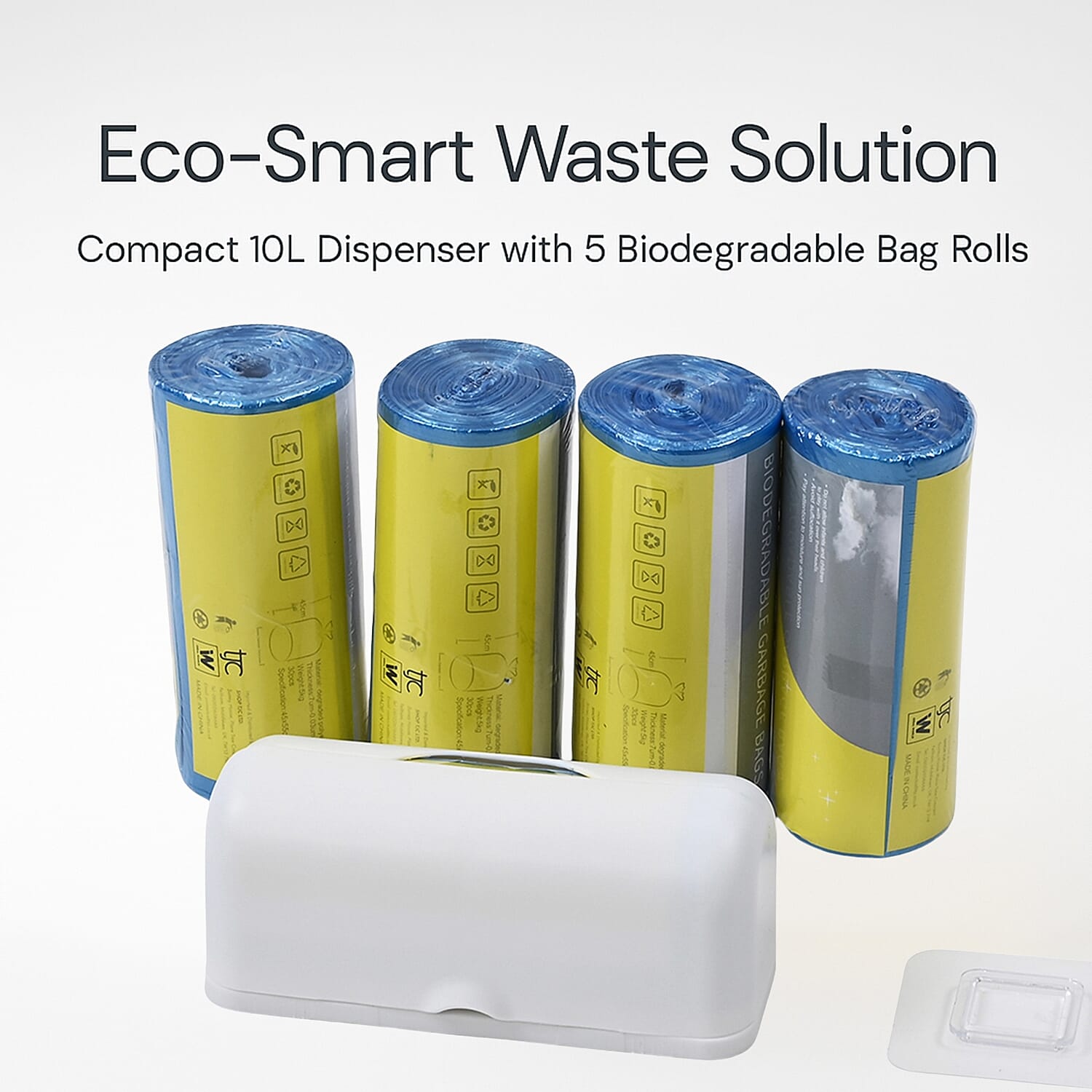 Biodegradable Rubbish Bag Dispenser with 5 Bin Bag Rolls (10L Capacity) 8088671 6