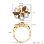 GP HoneyComb Collection - Madeira Citrine, Blue Sapphire, White Zircon 7 Natural Champagne Zircon Ring in 18K Vermeil Yellow Gold Plated Sterling Silver 1.07 Ct._8089689_6