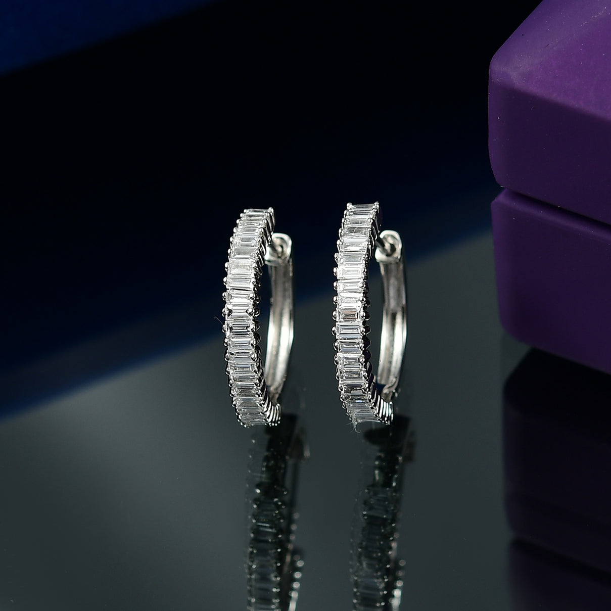 Mega Rhapsody 950 Platinum IGI Certified White Diamond (VS/EF) Full Hoop Earring 0.50 Ct. V32516248 2