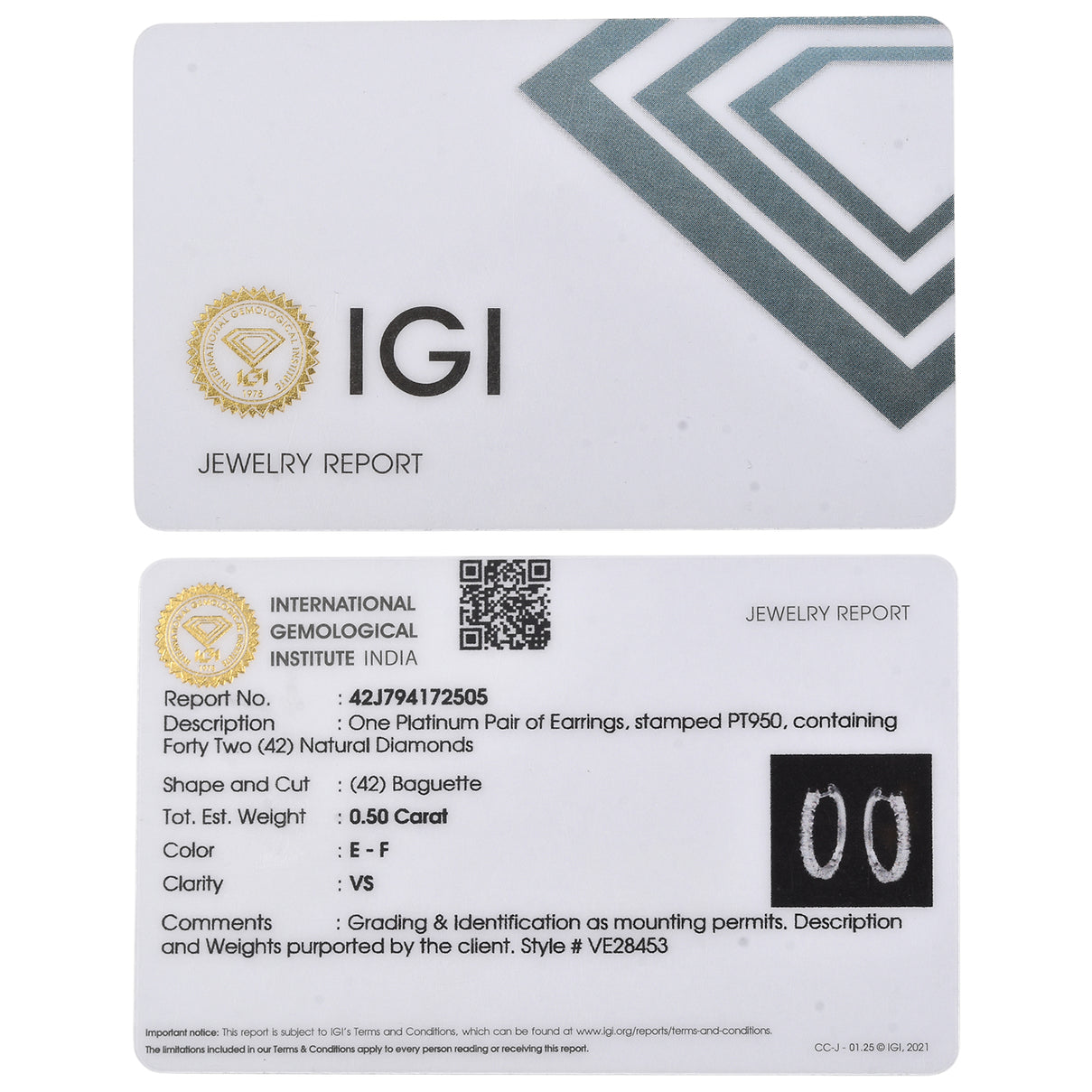 Mega Rhapsody 950 Platinum IGI Certified White Diamond (VS/EF) Full Hoop Earring 0.50 Ct. V32516248 6