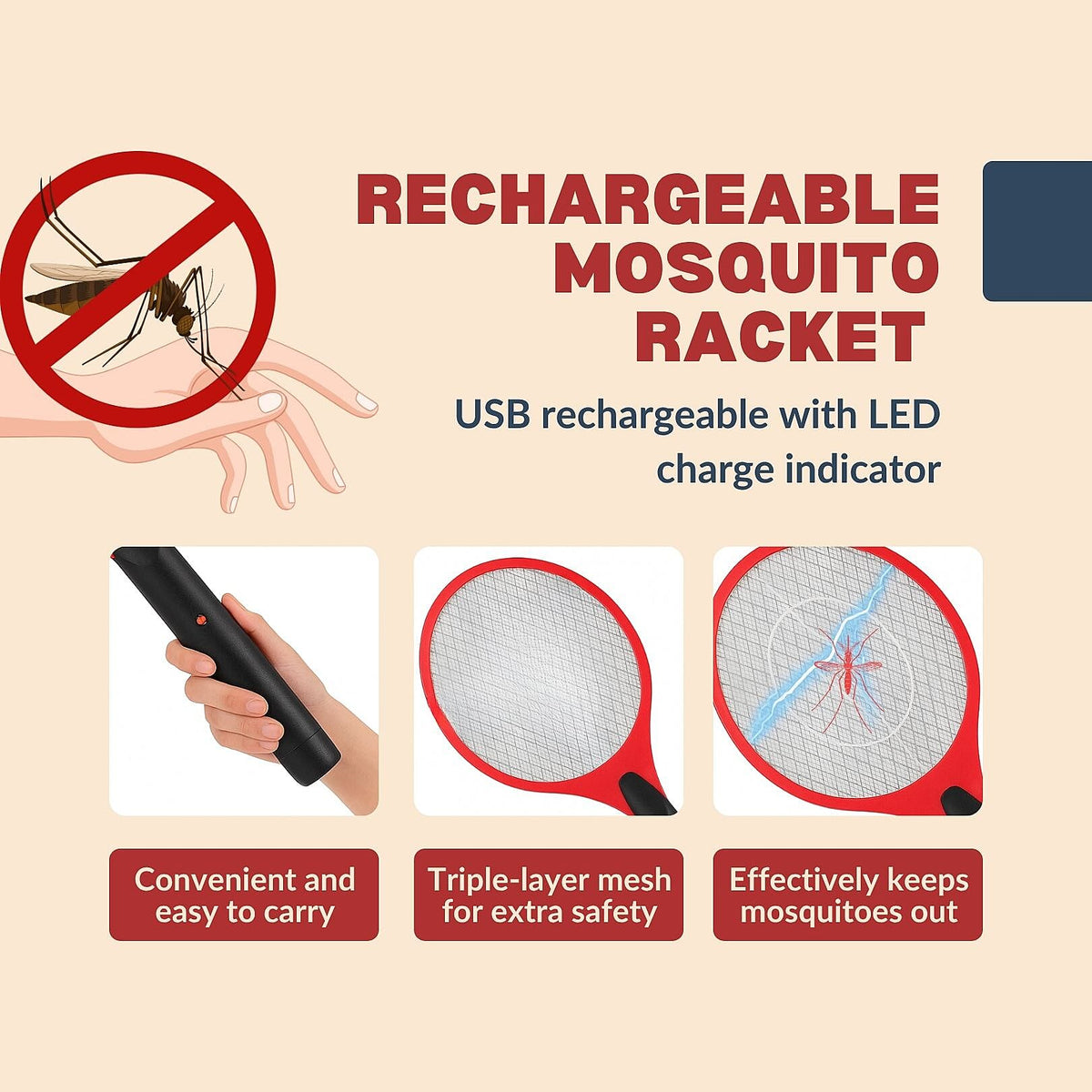 Rechargeable Mosquito Racket with USB 8092671 2
