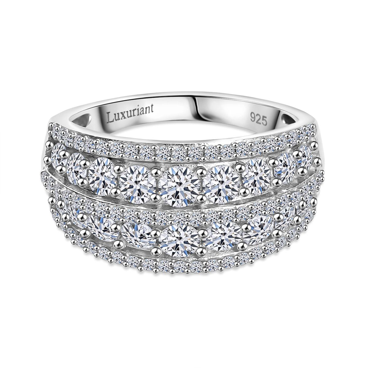 LUXURIANT 1.51 Ct. Lab Grown Diamond Ring in Rhodium Overlay Sterling Silver (SI G/H) 8093584 0