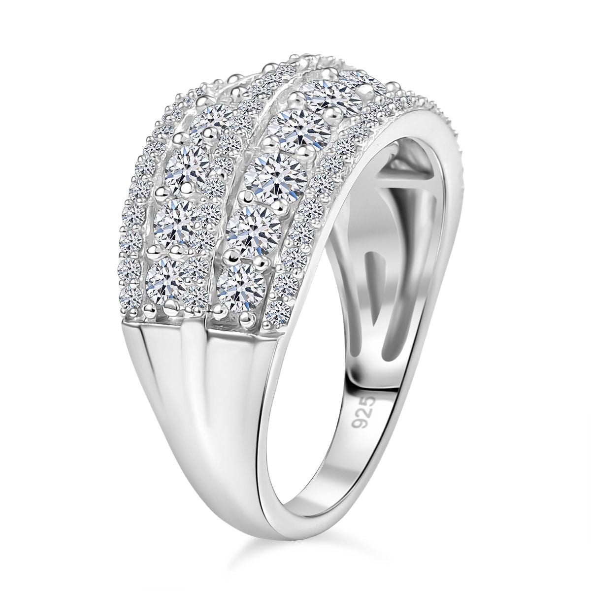 LUXURIANT 1.51 Ct. Lab Grown Diamond Ring in Rhodium Overlay Sterling Silver (SI G/H) 8093584 4