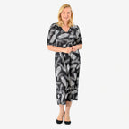 La Marey Tropical Leaf Print Midi Dress (Size 20 to22) - Black_8094068