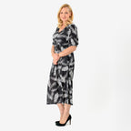 La Marey Tropical Leaf Print Midi Dress (Size 20 to22) - Black_8094068_1