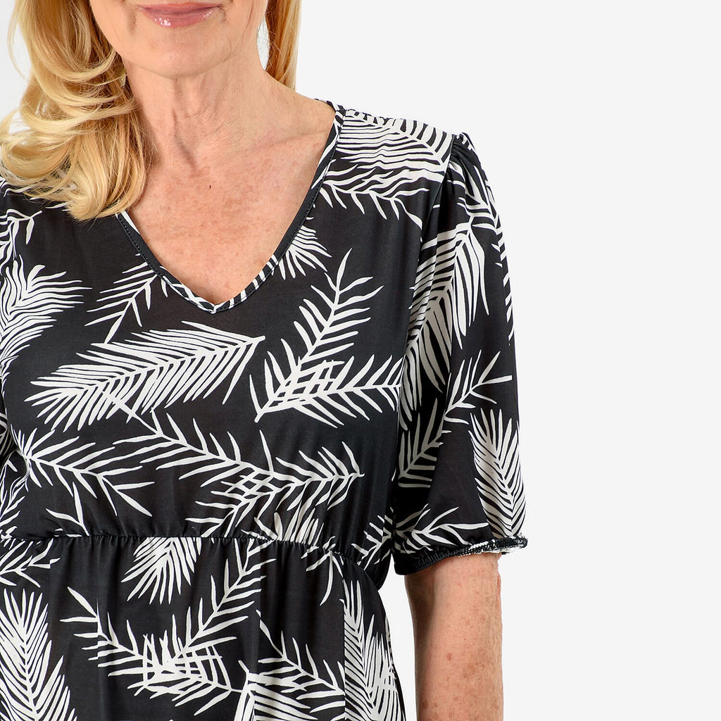 La Marey Tropical Leaf Print Midi Dress (Size 20 to22) - Black_8094068_4