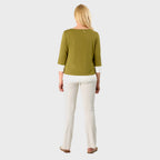 Hem & Cuff Color Block Top (Size 20 to 22) - Olive & Ivory_8094300_3
