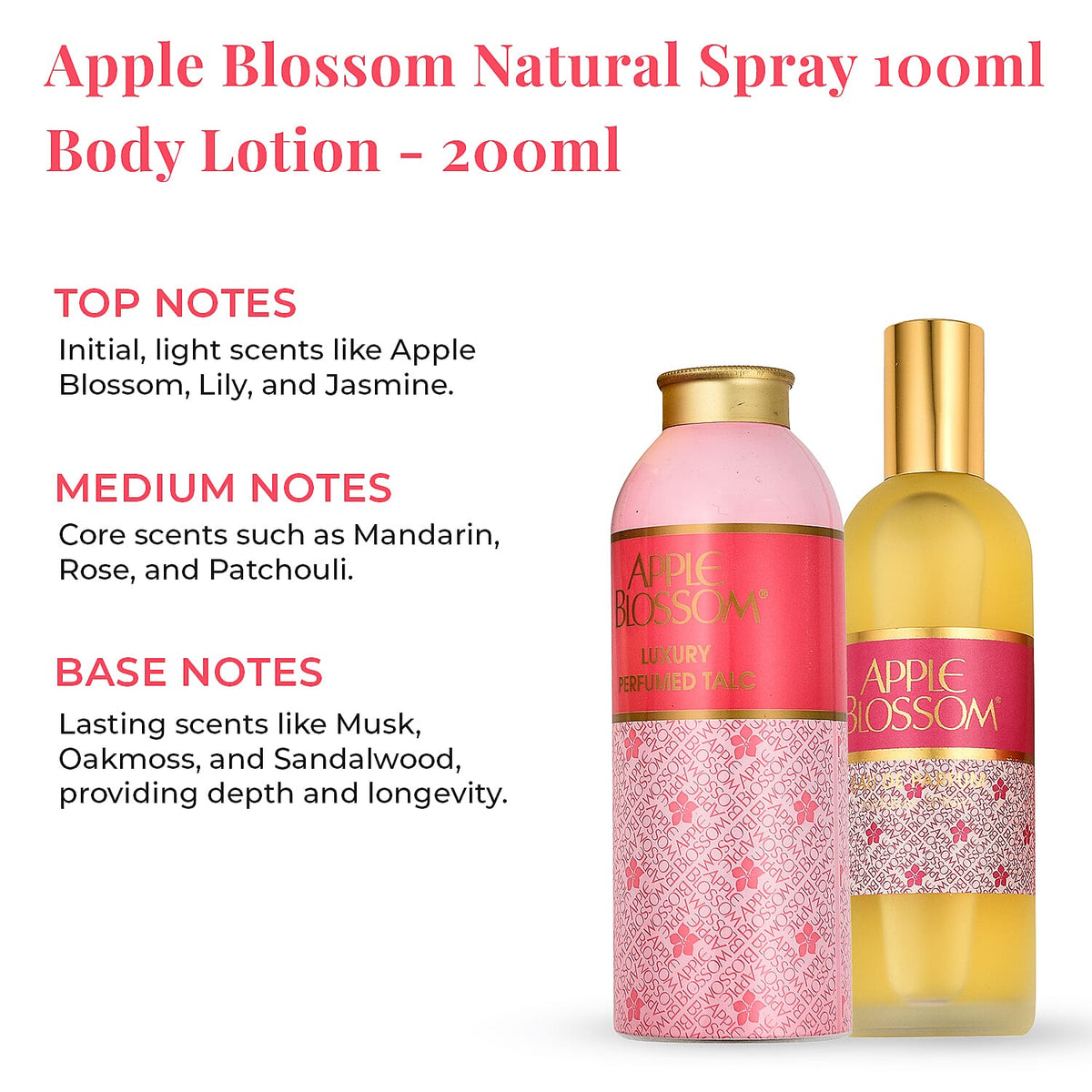 Apple Blossom Gift Set with (EDP) Perfume 100ml and Luxury Talc 100g 8094639 1