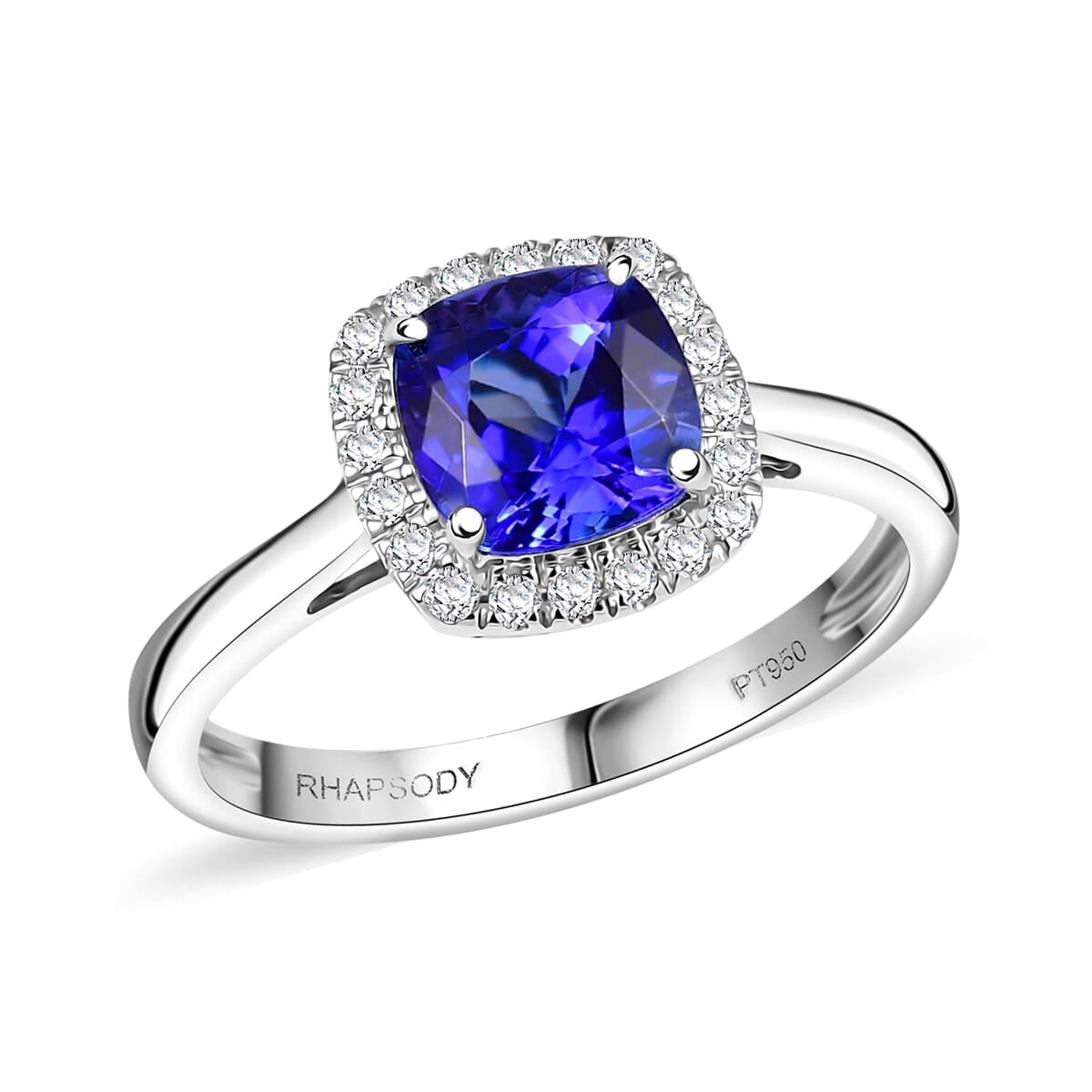 Appraised &amp; Certified RHAPSODY 950 Platinum AAAA Tanzanite, White Diamond VS-EF Solitaire Ring, 2.80 Ct. 8094964 0