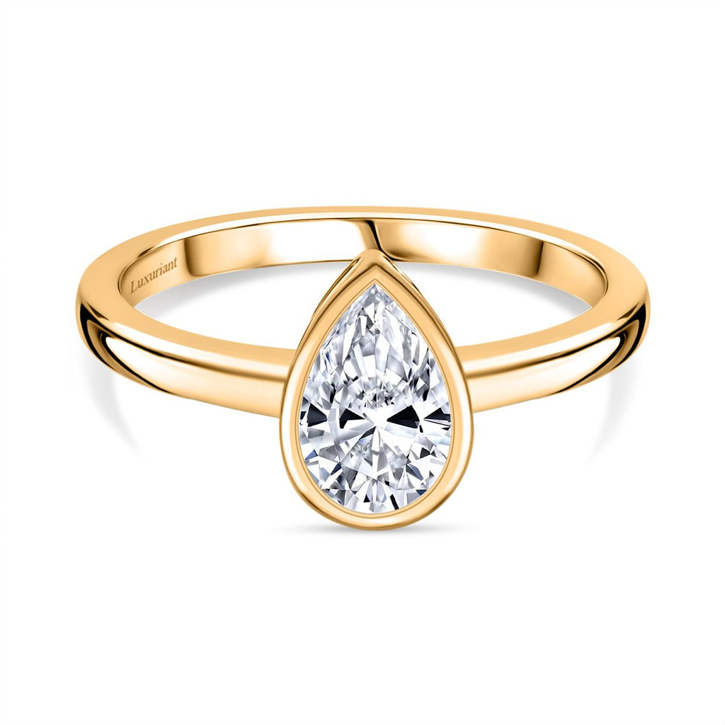 Luxuriant 9K Yellow Gold IGI Certified (VS/EF) Pear Cut Lab Grown Diamond Solitaire Ring 1.00 Ct._8094976