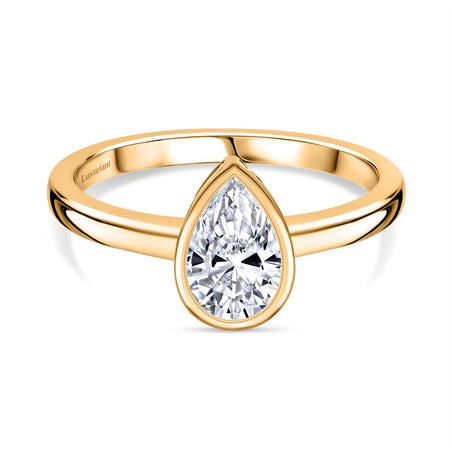 LUXURIANT 9K Yellow Gold IGI Certified (VS-E/F) Pear Cut Lab Grown Diamond Solitaire Ring 1.05 Ct. V32473844 1