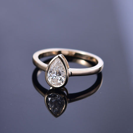 LUXURIANT 9K Yellow Gold IGI Certified (VS-E/F) Pear Cut Lab Grown Diamond Solitaire Ring 1.05 Ct. V32473844 2