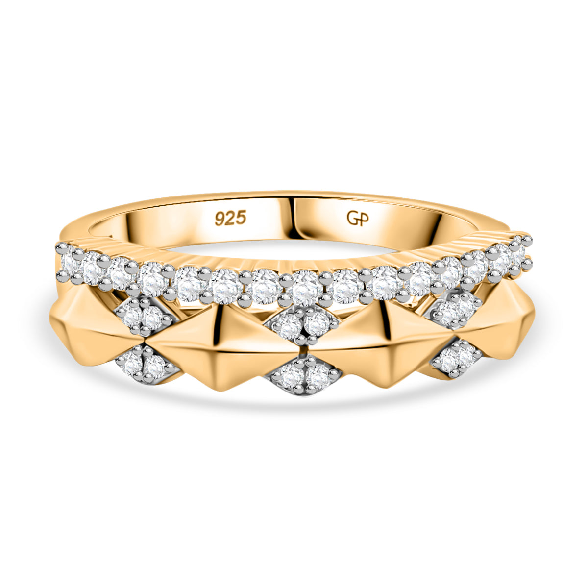 GP Milano Collection - White Diamond &amp; Kanchanaburi Blue Sapphire Ring in 18K Vermeil Yellow Gold Plated Sterling Silver 8095131 0