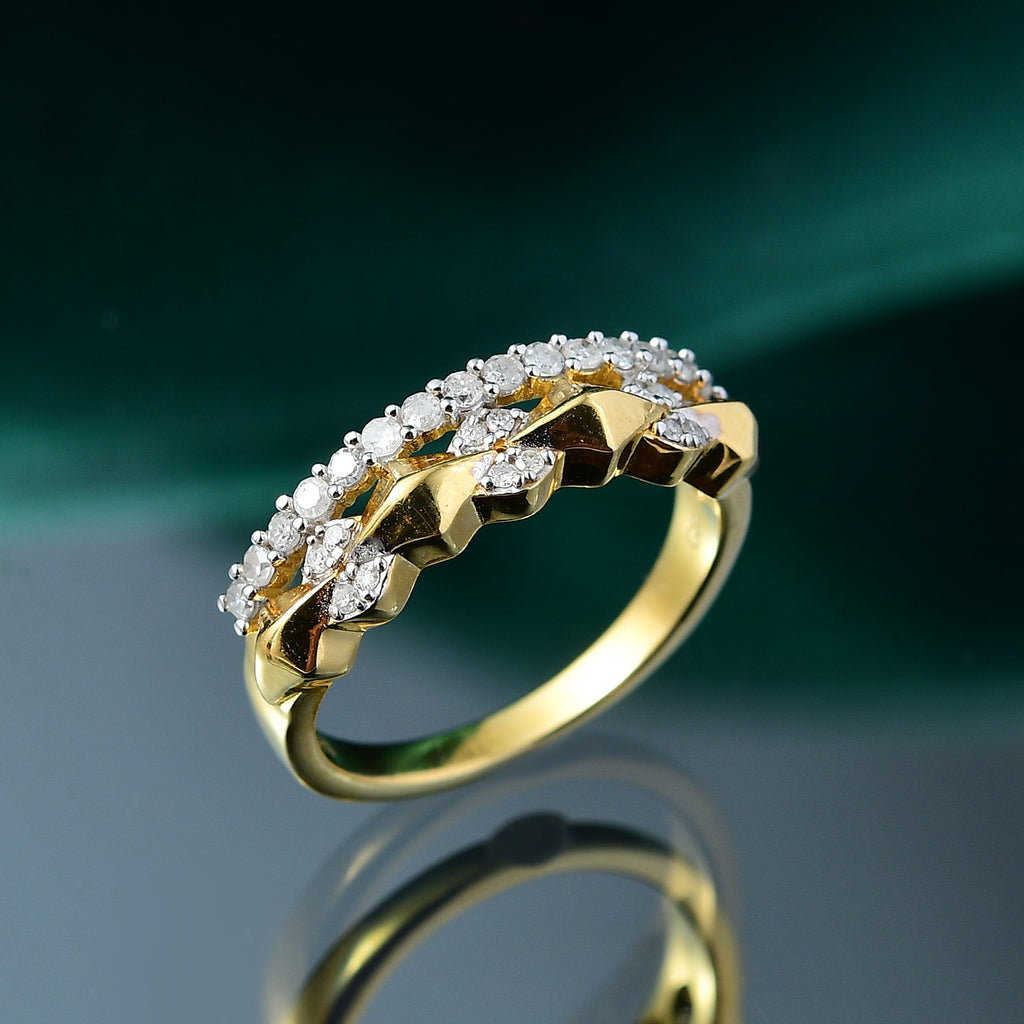 GP Milano Collection - White Diamond & Kanchanaburi Blue Sapphire Ring in 18K Vermeil Yellow Gold Plated Sterling Silver_8095131_1
