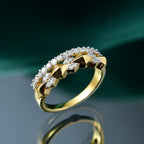 GP Milano Collection - White Diamond & Kanchanaburi Blue Sapphire Ring in 18K Vermeil Yellow Gold Plated Sterling Silver_8095131_1