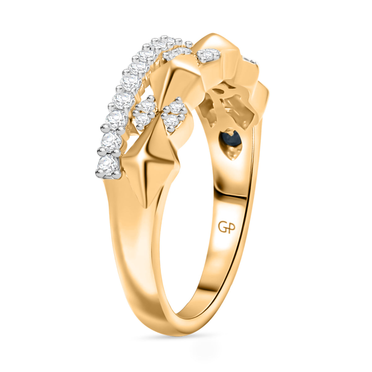 GP Milano Collection - White Diamond &amp; Kanchanaburi Blue Sapphire Ring in 18K Vermeil Yellow Gold Plated Sterling Silver 8095131 4