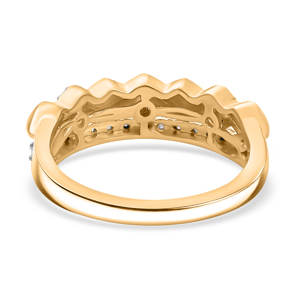 GP Milano Collection - White Diamond & Kanchanaburi Blue Sapphire Ring in 18K Vermeil Yellow Gold Plated Sterling Silver_8095131_4